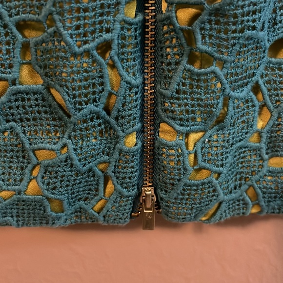 Diane von Furstenberg Carpreena Mini Pebble Lace Sleeveless Teal Green Dress 12 - Picture 9 of 16